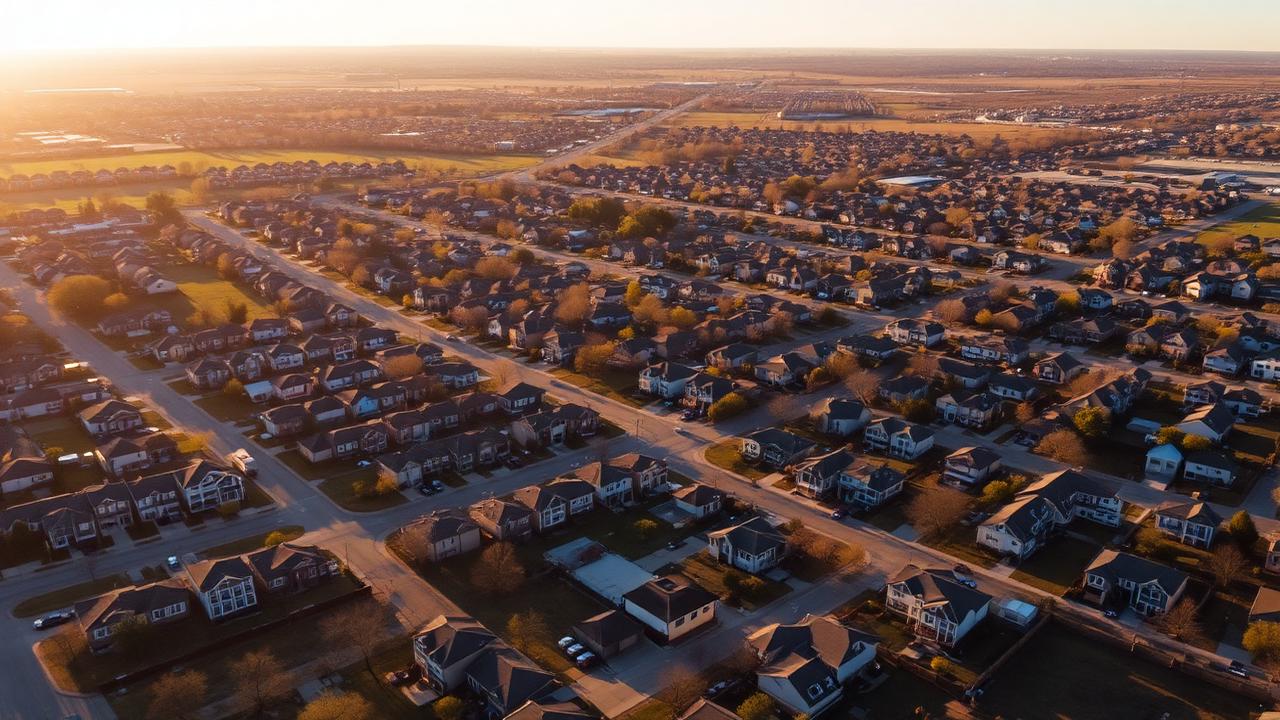 Aerial view of Mesquite Texas neighborhoods